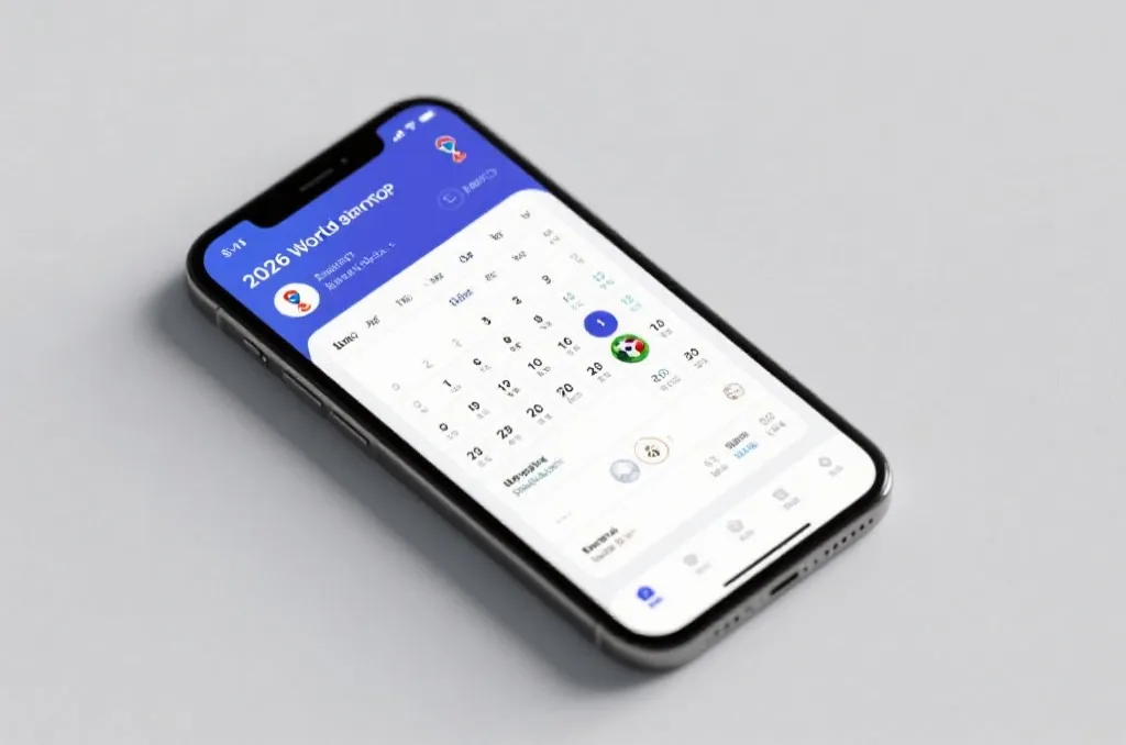 智能手机屏幕上显示的2026世界杯北京时间日程表应用界面